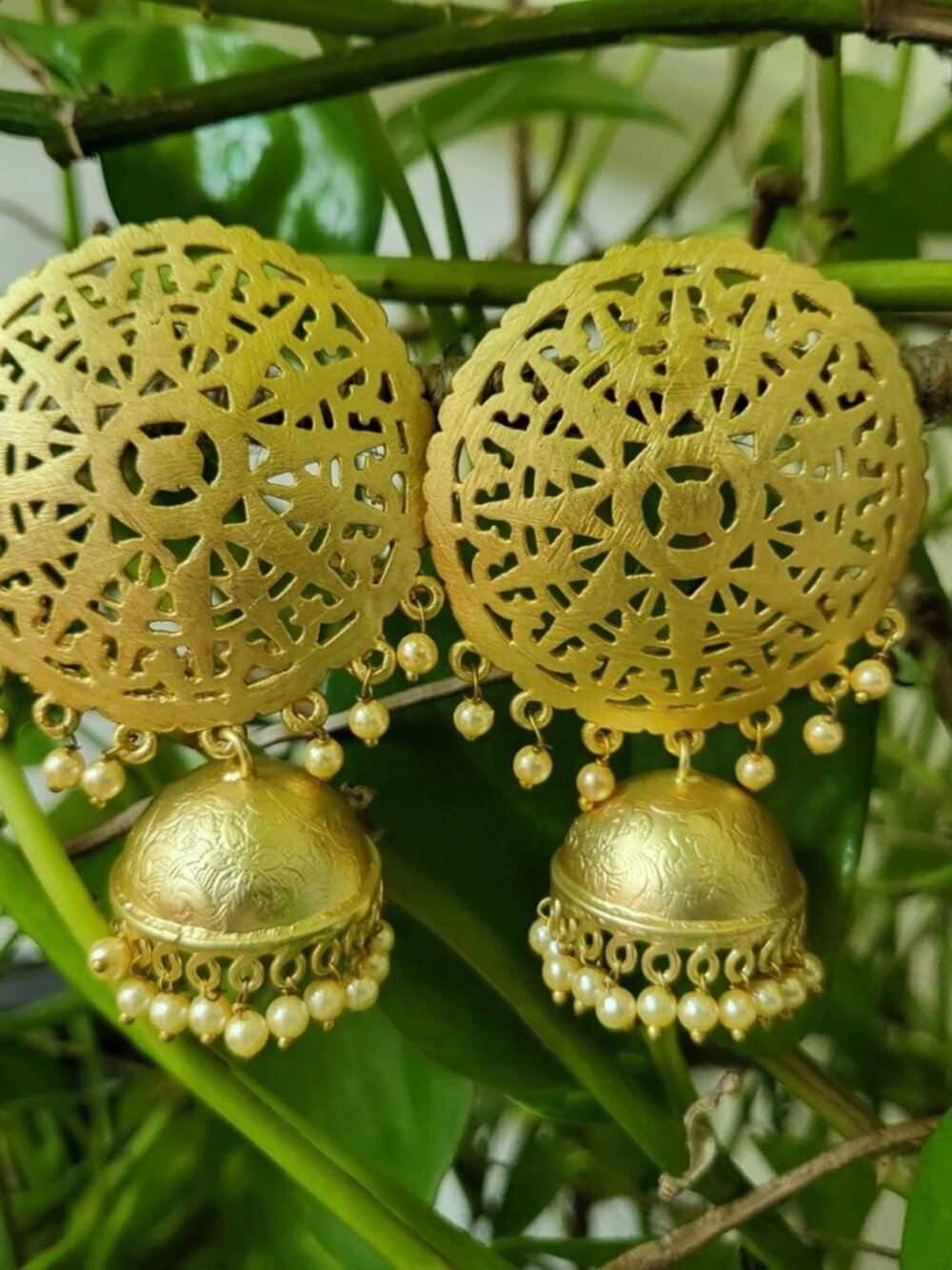 Bollywood Gold-Plated Indian Jhumka Earrings Set Bridal Wedding Dangle